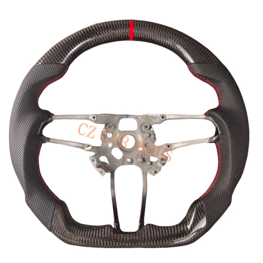 Custom Brand New Perforated Leather Carbon Fiber Steering Wheel With Red Center Strip For Porsche 911 2016 2017 2018 Auto Accessory