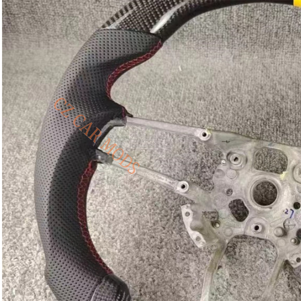 Custom Brand New Perforated Leather Carbon Fiber Steering Wheel Tricolor Center Strip For Porsche 911 2016 2017 2018 Auto Accessory