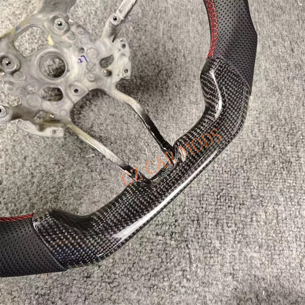 Custom Brand New Perforated Leather Carbon Fiber Steering Wheel Tricolor Center Strip For Porsche 911 2016 2017 2018 Auto Accessory