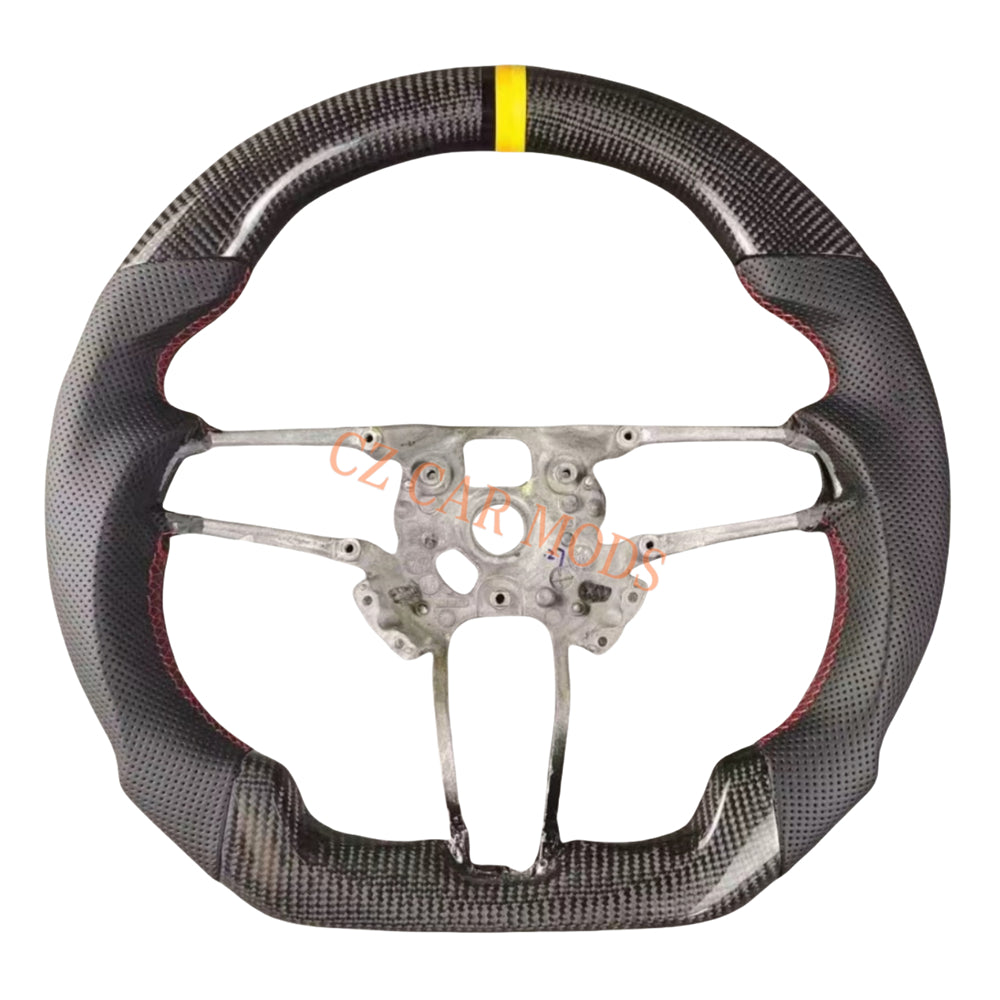 Custom Brand New Perforated Leather Carbon Fiber Steering Wheel Tricolor Center Strip For Porsche 911 2016 2017 2018 Auto Accessory
