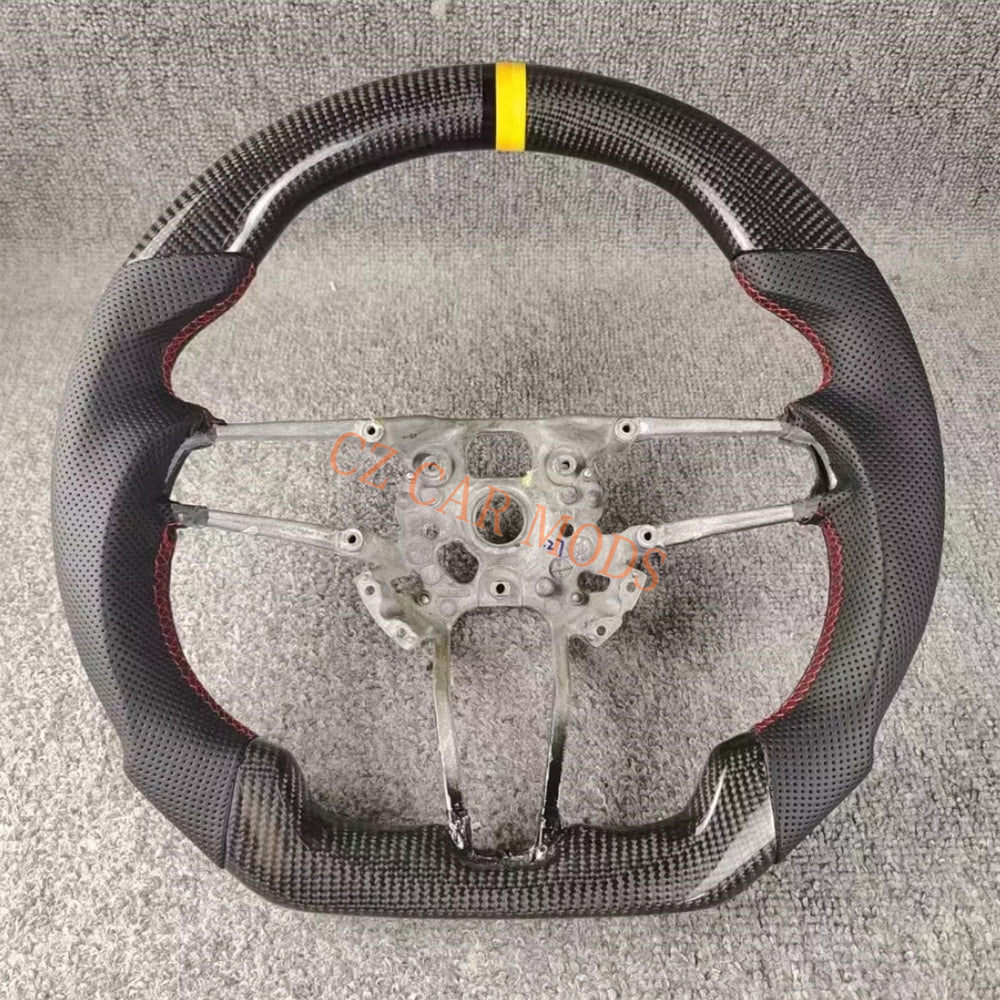 Custom Brand New Perforated Leather Carbon Fiber Steering Wheel Tricolor Center Strip For Porsche 911 2016 2017 2018 Auto Accessory