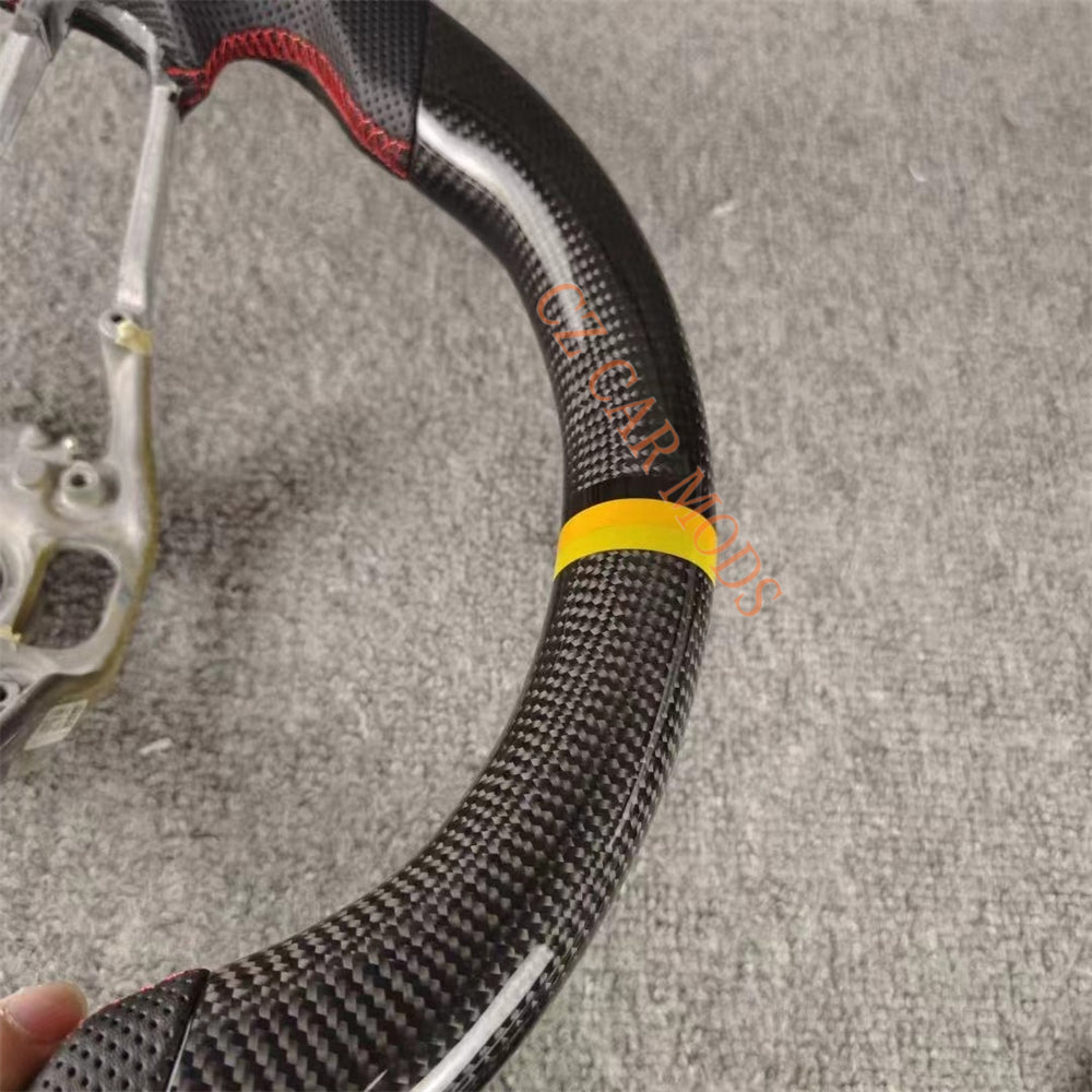 Custom Brand New Perforated Leather Carbon Fiber Steering Wheel Tricolor Center Strip For Porsche 911 2016 2017 2018 Auto Accessory