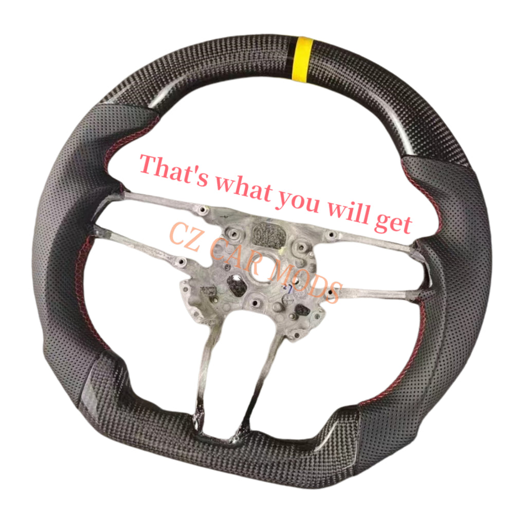 Custom Brand New Perforated Leather Carbon Fiber Steering Wheel Tricolor Center Strip For Porsche 911 2016 2017 2018 Auto Accessory