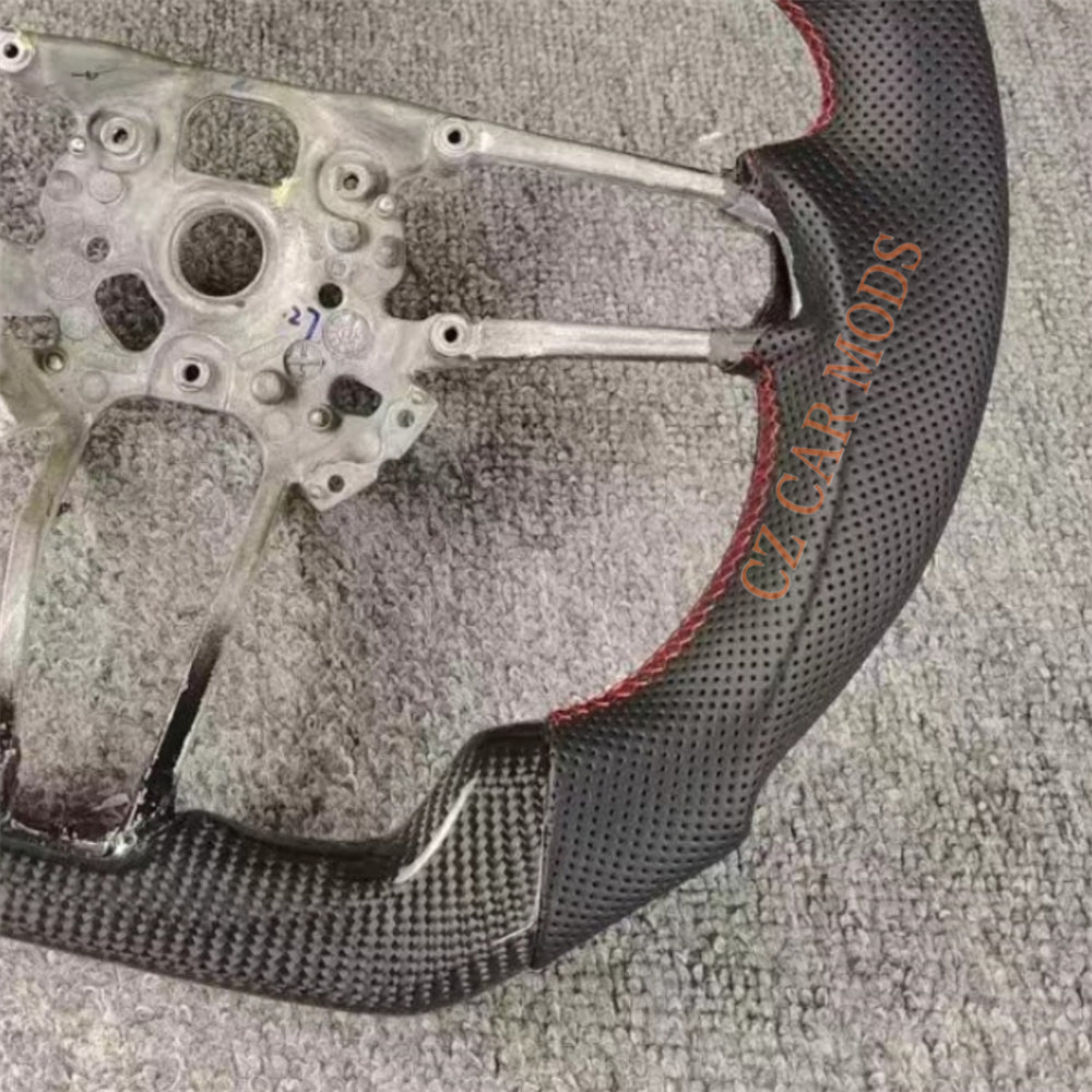 Custom Brand New Perforated Leather Carbon Fiber Steering Wheel Tricolor Center Strip For Porsche 911 2016 2017 2018 Auto Accessory