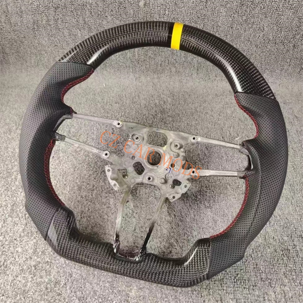 Custom Brand New Perforated Leather Carbon Fiber Steering Wheel Tricolor Center Strip For Porsche 911 2016 2017 2018 Auto Accessory