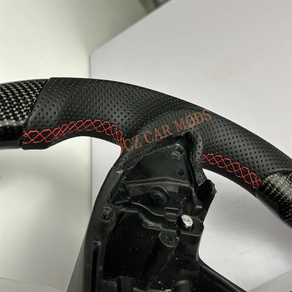 Customized Brand New Perforated Leather Carbon Fiber Steering Wheel Auto Accessory Red Strip For Chevrolet Corvette C7 2014 2015 2016 2017 2018 2019