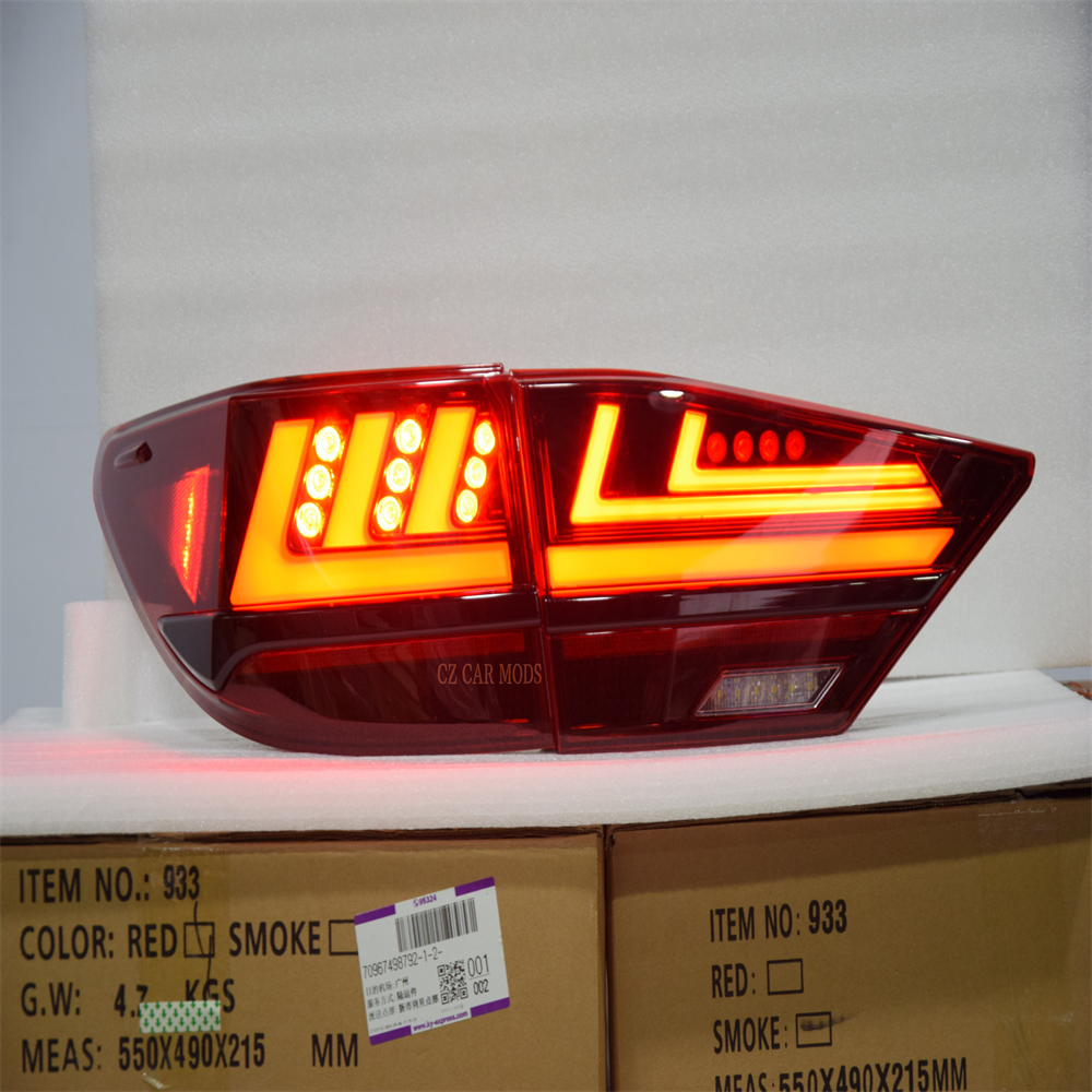 A Pair Tail Light Rear Lamps LED For 2013 2014 2015 2016 2017 Lexus Es Red Lens