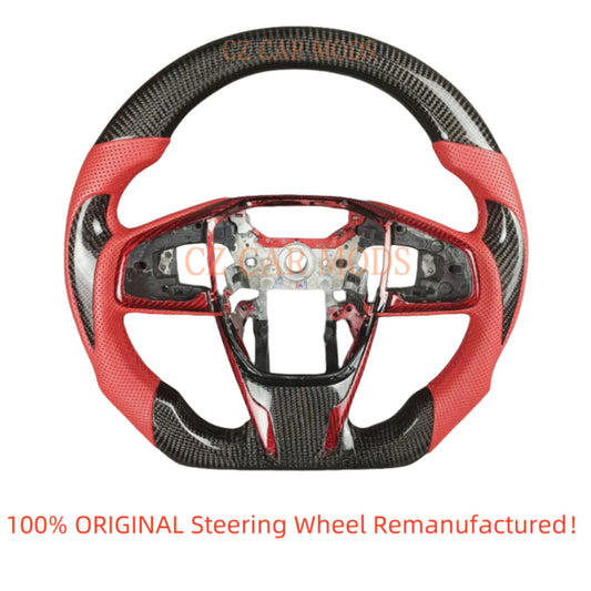 Custom Carbon Fiber Steering Wheel For 2016 2017 2018 2019 2020 2021 HONDA CIVIC TYPE-R FK8 Auto Accessory ORIGINAL Steering Wheel Re-manufactured Customized Steering Wheel