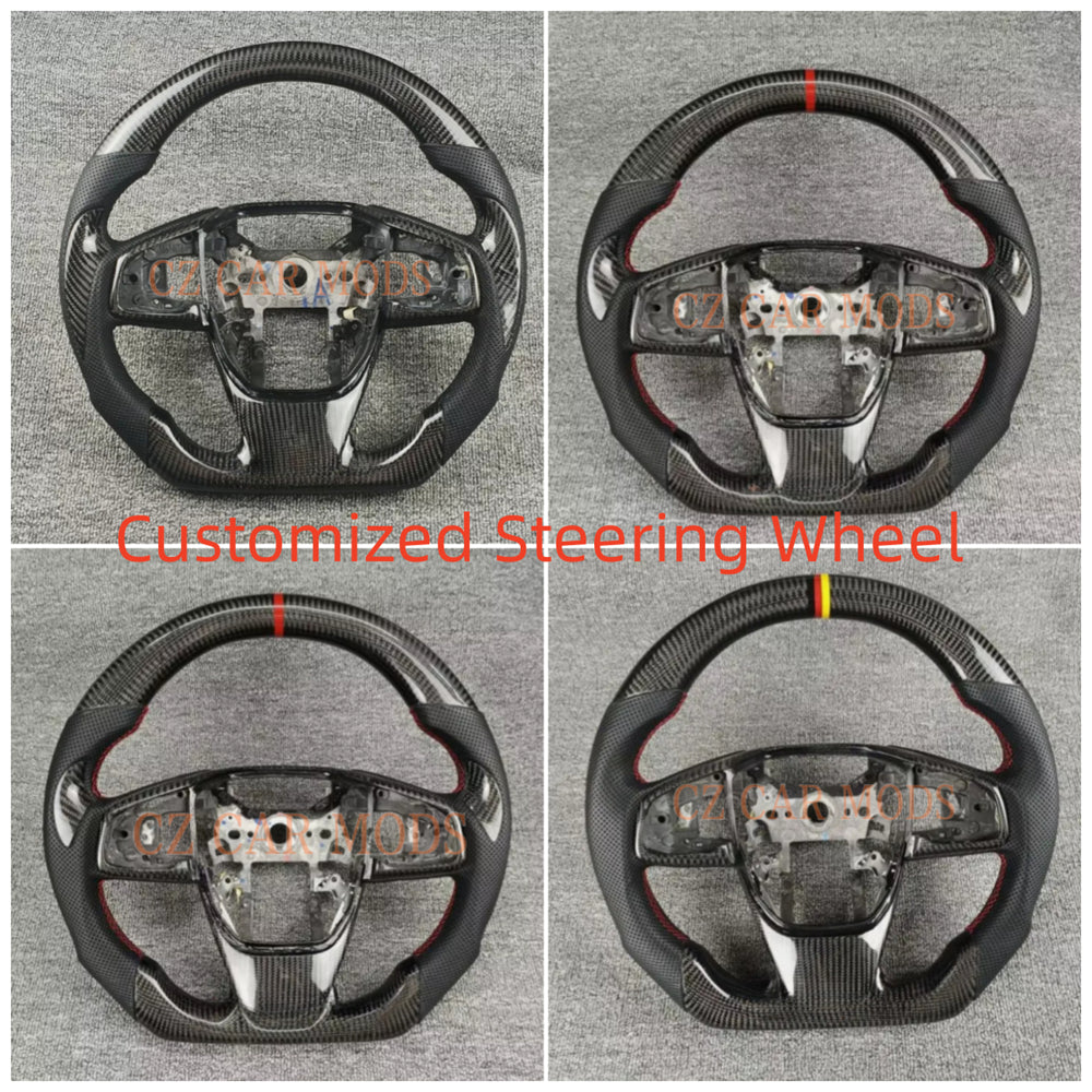 Custom Carbon Fiber Steering Wheel For 2016 2017 2018 2019 2020 2021 HONDA CIVIC TYPE-R FK8 Auto Accessory ORIGINAL Steering Wheel Re-manufactured Customized Steering Wheel