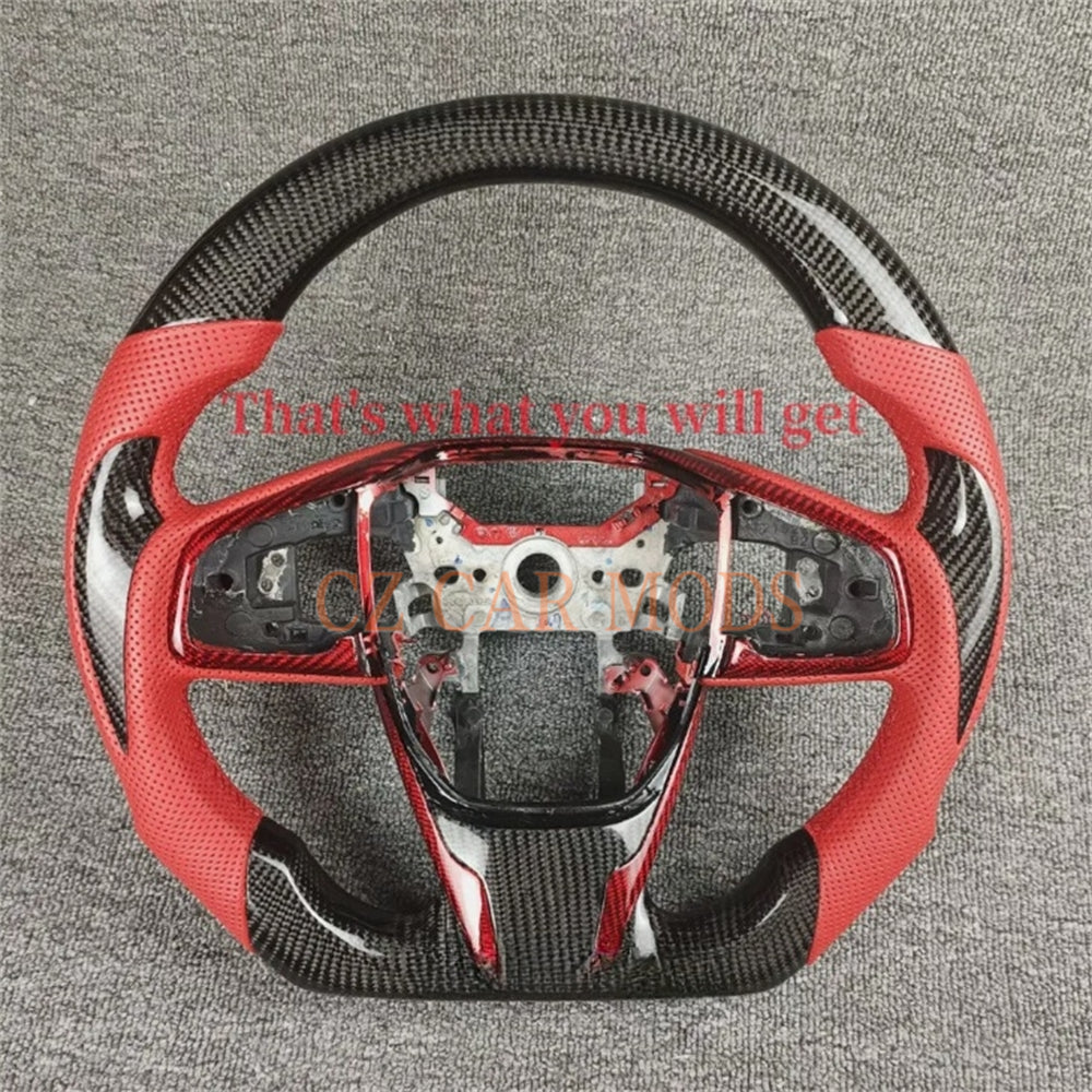 Custom Carbon Fiber Steering Wheel For 2016 2017 2018 2019 2020 2021 HONDA CIVIC TYPE-R FK8 Auto Accessory ORIGINAL Steering Wheel Re-manufactured Customized Steering Wheel