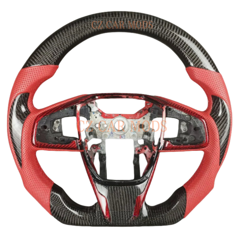 Custom Carbon Fiber Steering Wheel For 2016 2017 2018 2019 2020 2021 HONDA CIVIC TYPE-R FK8 Auto Accessory ORIGINAL Steering Wheel Re-manufactured Customized Steering Wheel