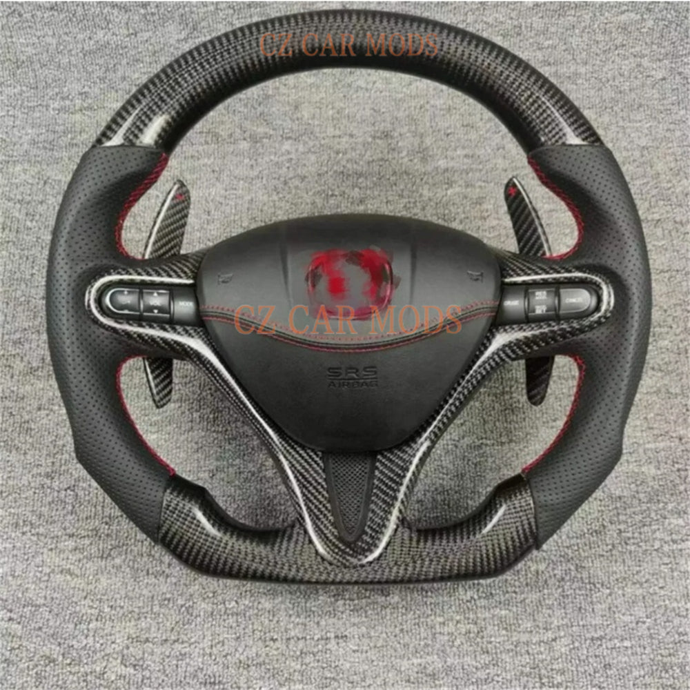 Custom Carbon Fiber Steering Wheel With Airbag Cover Shift Paddles For 2006 2007 2008 2009 2010 2011 Honda Civic 8th GEN Auto Accessory ORIGINAL Steering Wheel Re-manufactured Customized Steering Wheel