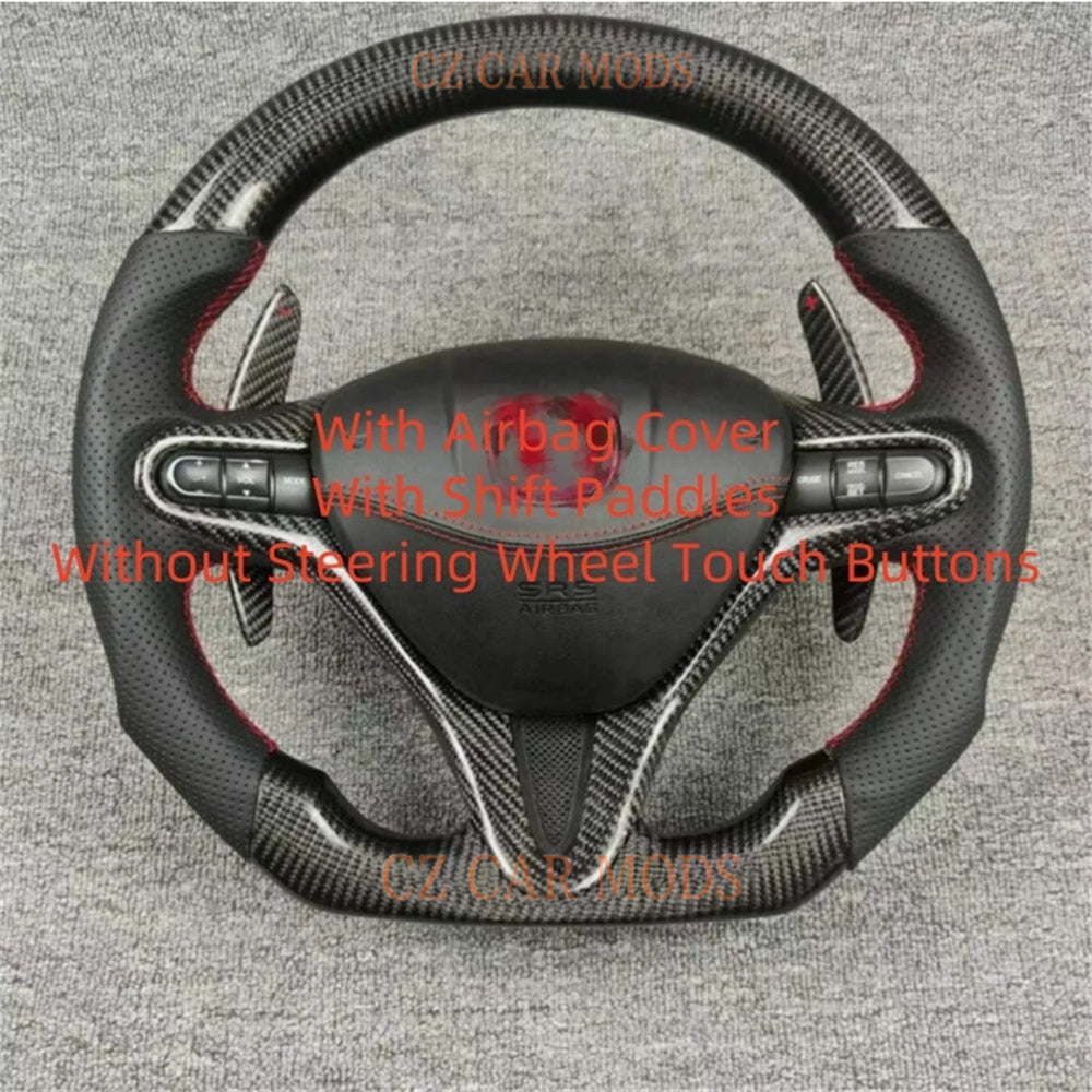 Custom Carbon Fiber Steering Wheel With Airbag Cover Shift Paddles For 2006 2007 2008 2009 2010 2011 Honda Civic 8th GEN Auto Accessory ORIGINAL Steering Wheel Re-manufactured Customized Steering Wheel