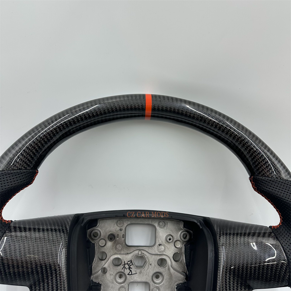 Customized black Carbon Fiber Perforated Leather red Strip Steering Wheel Fit For 2010 Ford F150