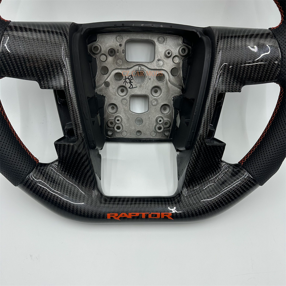 Customized black Carbon Fiber Perforated Leather red Strip Steering Wheel Fit For 2010 Ford F150