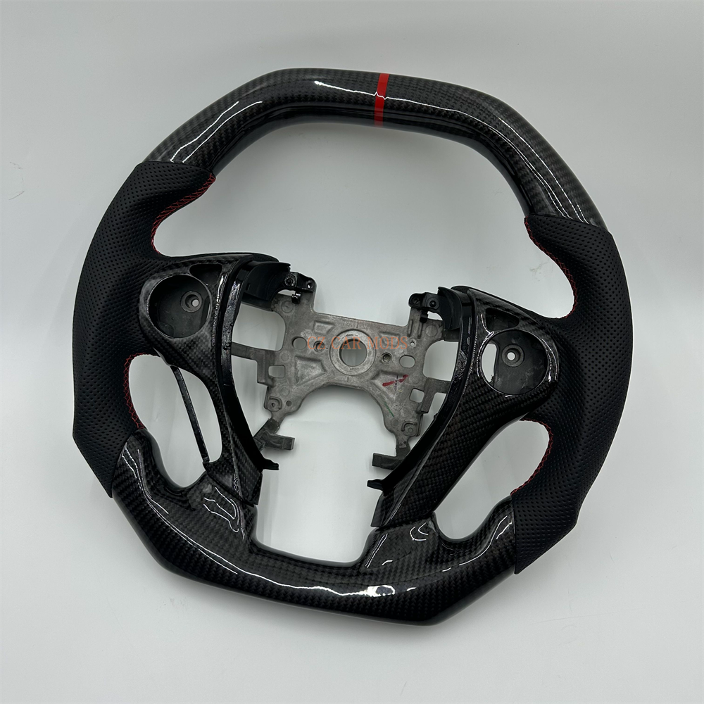 Customized black Carbon Fiber Black Perforated Leather red Strip Steering Wheel Fit For Honda Accord 2017