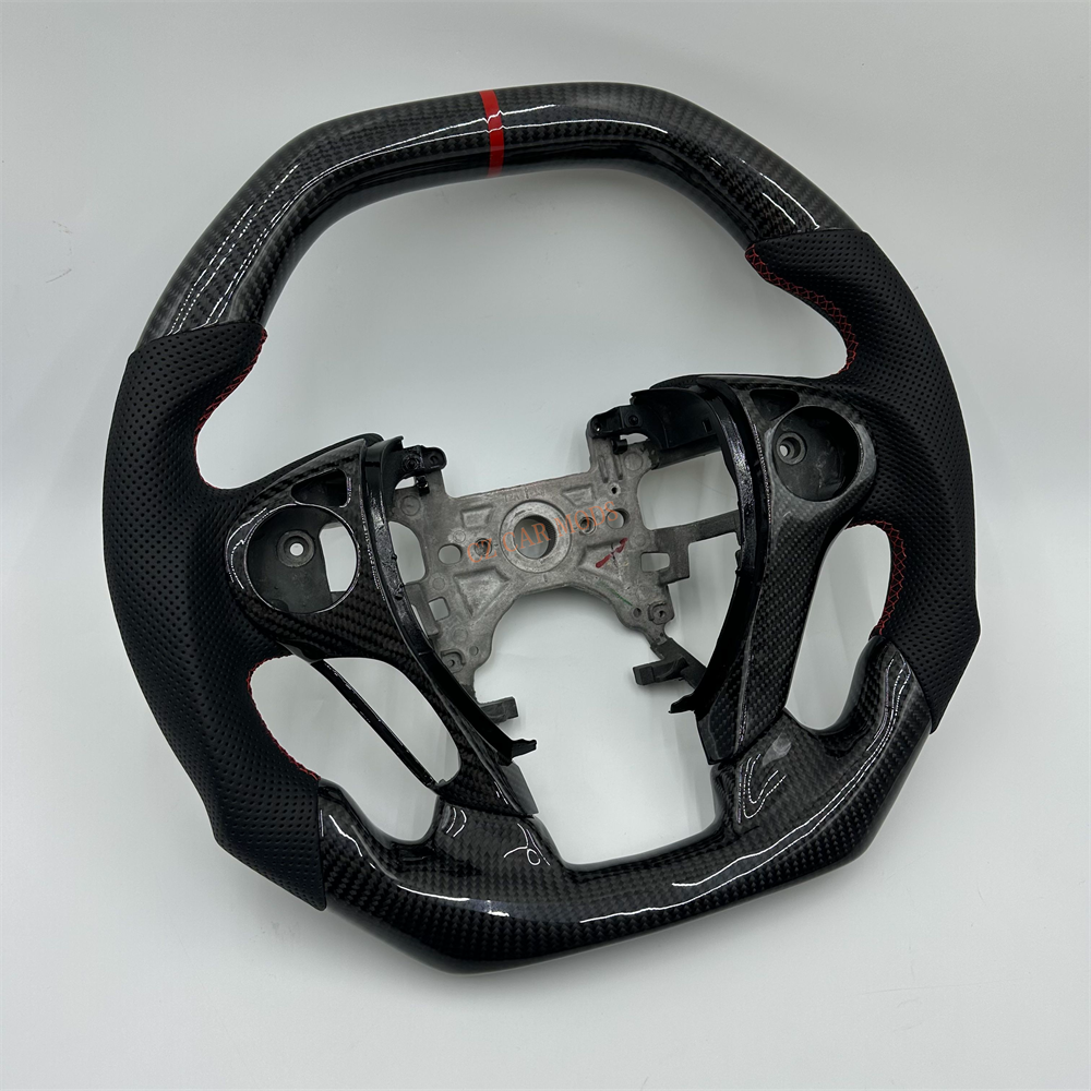 Customized black Carbon Fiber Black Perforated Leather red Strip Steering Wheel Fit For Honda Accord 2017