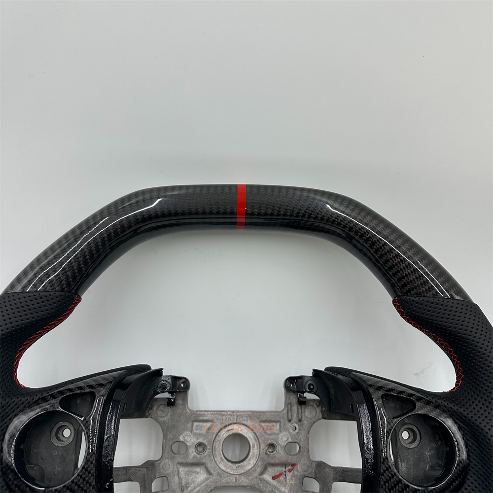 Customized black Carbon Fiber Black Perforated Leather red Strip Steering Wheel Fit For Honda Accord 2017