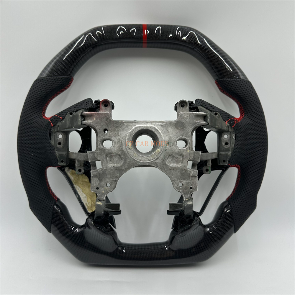 Customized black Carbon Fiber Black Perforated Leather red Strip Steering Wheel Fit For Honda Accord 2017