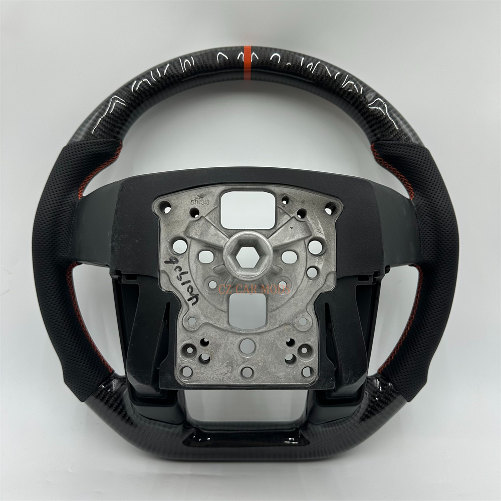 Customized black Carbon Fiber Perforated Leather red Strip Steering Wheel Fit For 2010 Ford F150