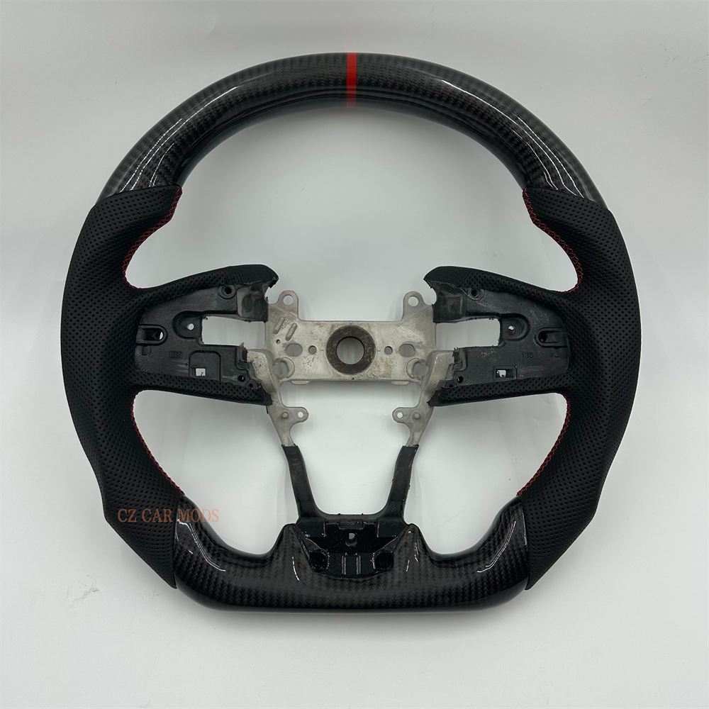 Customized black Carbon Fiber Black Perforated Leather Steering Wheel Fit For Honda civic 2016 2017 2018 2019 2020 2021