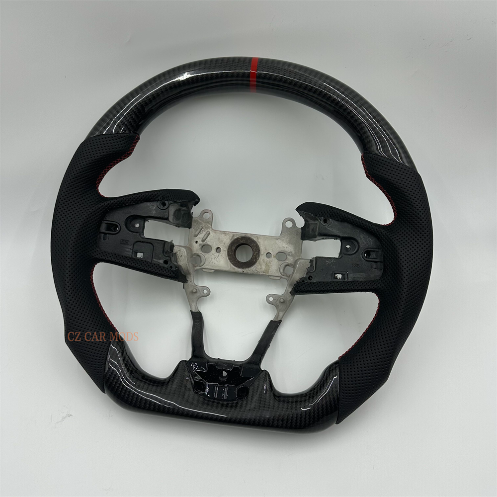 Customized black Carbon Fiber Black Perforated Leather Steering Wheel Fit For Honda civic 2016 2017 2018 2019 2020 2021