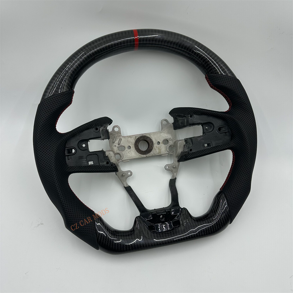 Customized black Carbon Fiber Black Perforated Leather Steering Wheel Fit For Honda civic 2016 2017 2018 2019 2020 2021