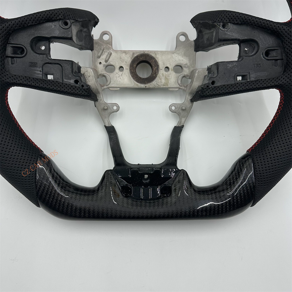Customized black Carbon Fiber Black Perforated Leather Steering Wheel Fit For Honda civic 2016 2017 2018 2019 2020 2021