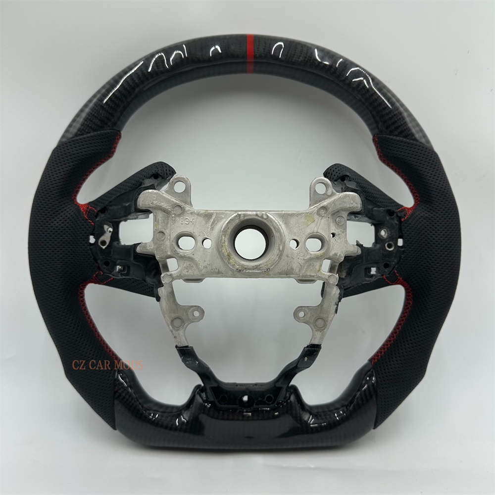 Customized black Carbon Fiber Black Perforated Leather Steering Wheel Fit For Honda civic 2016 2017 2018 2019 2020 2021