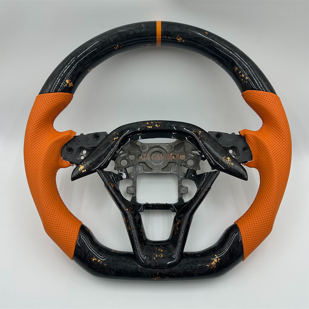 Customized black Forged Carbon Fiber orange Perforated Leather Strip Steering Wheel Fit For Honda Accord 2018 2019 2020 2021 2022
