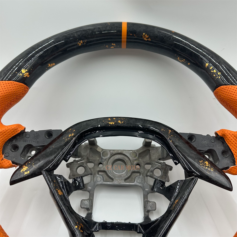 Customized black Forged Carbon Fiber orange Perforated Leather Strip Steering Wheel Fit For Honda Accord 2018 2019 2020 2021 2022
