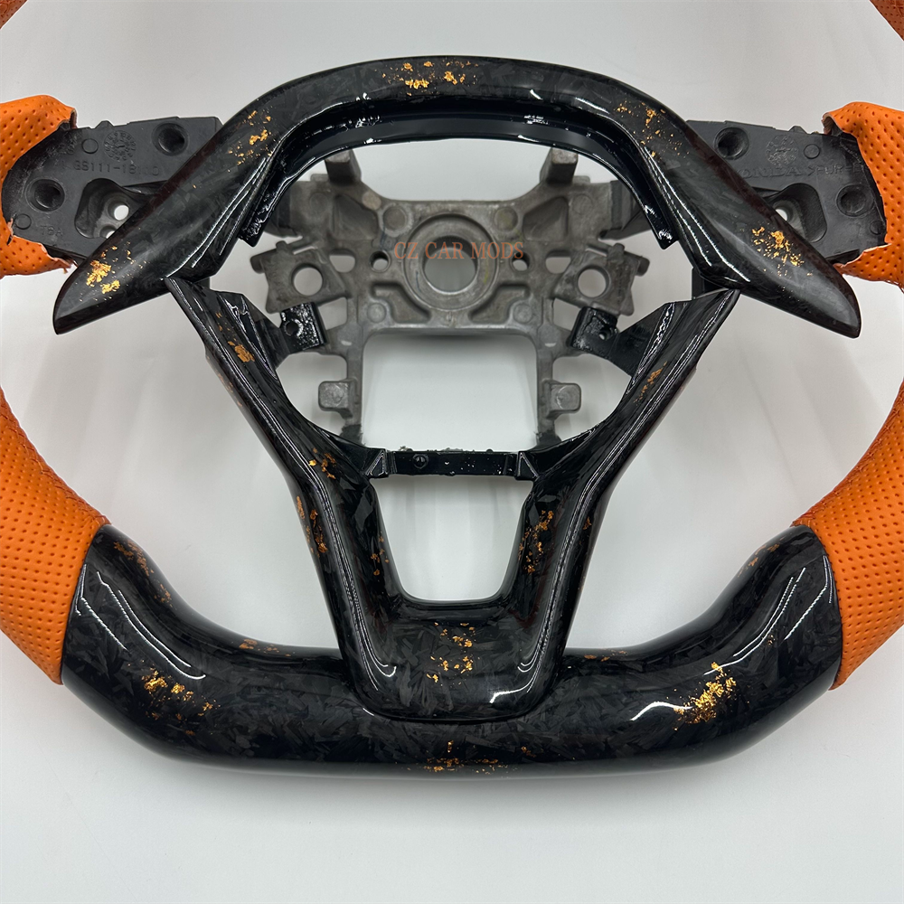 Customized black Forged Carbon Fiber orange Perforated Leather Strip Steering Wheel Fit For Honda Accord 2018 2019 2020 2021 2022
