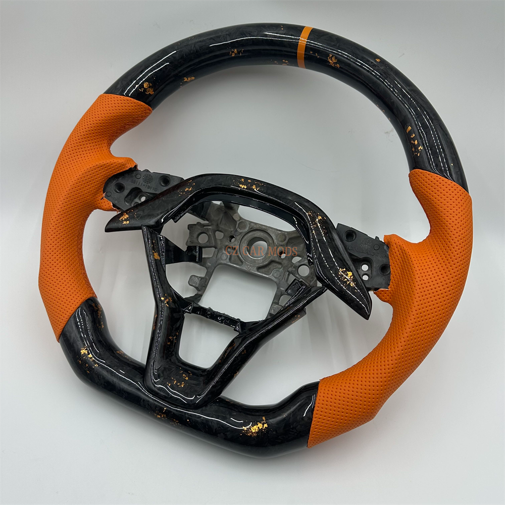 Customized black Forged Carbon Fiber orange Perforated Leather Strip Steering Wheel Fit For Honda Accord 2018 2019 2020 2021 2022