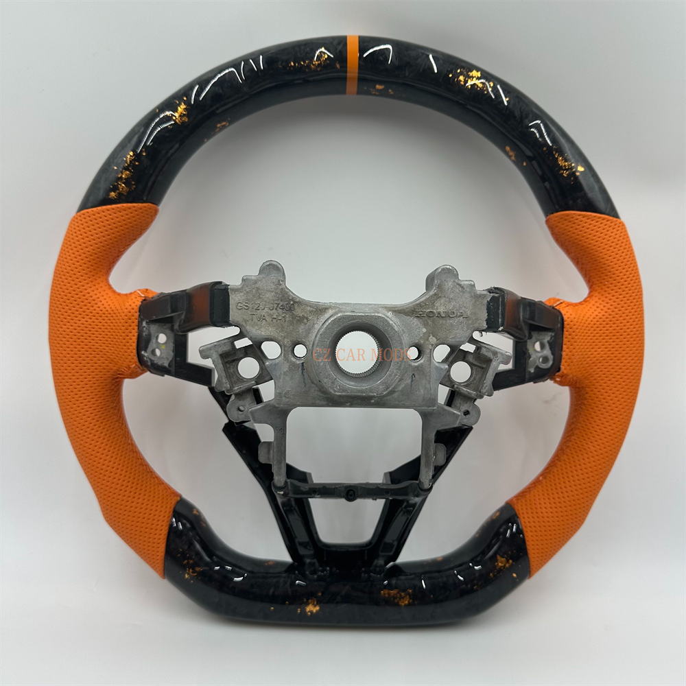 Customized black Forged Carbon Fiber orange Perforated Leather Strip Steering Wheel Fit For Honda Accord 2018 2019 2020 2021 2022