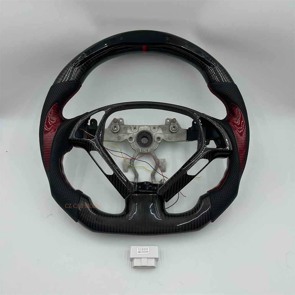 Customized black Red Carbon Fiber Perforated Leather Steering Wheel For Infiniti G37 2008 2009 2010 2011 2012 2013