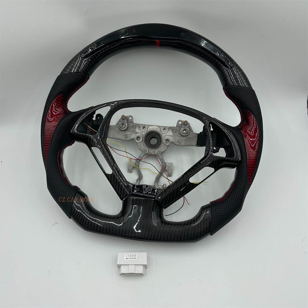 Customized black Red Carbon Fiber Perforated Leather Steering Wheel For Infiniti G37 2008 2009 2010 2011 2012 2013