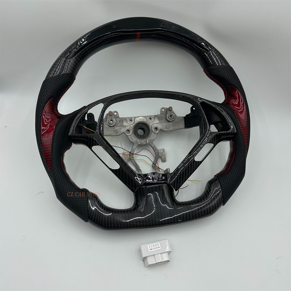 Customized black Red Carbon Fiber Perforated Leather Steering Wheel For Infiniti G37 2008 2009 2010 2011 2012 2013