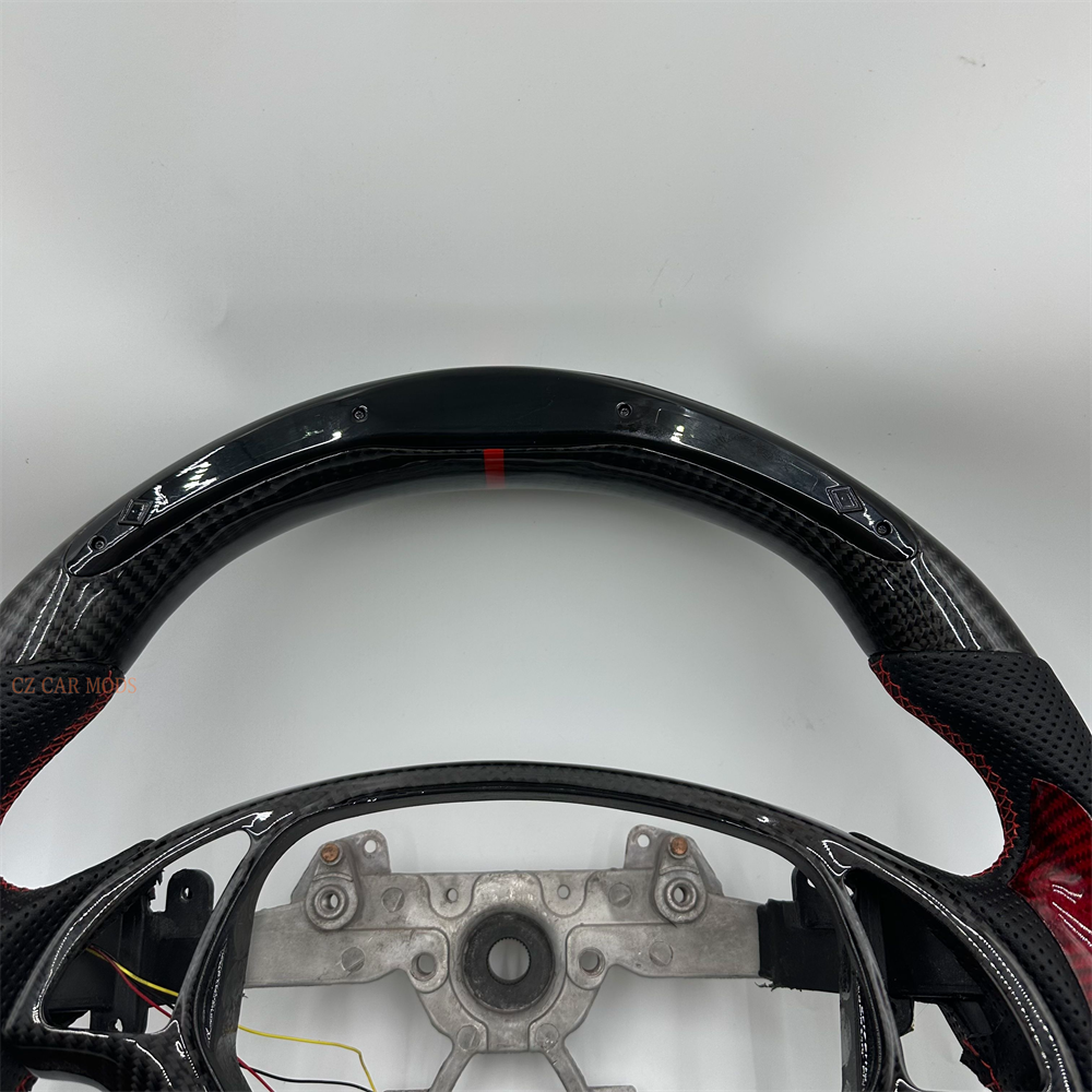 Customized black Red Carbon Fiber Perforated Leather Steering Wheel For Infiniti G37 2008 2009 2010 2011 2012 2013