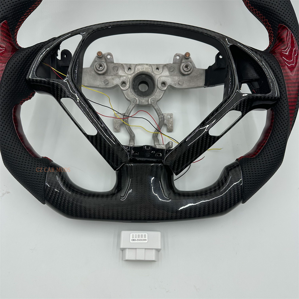 Customized black Red Carbon Fiber Perforated Leather Steering Wheel For Infiniti G37 2008 2009 2010 2011 2012 2013