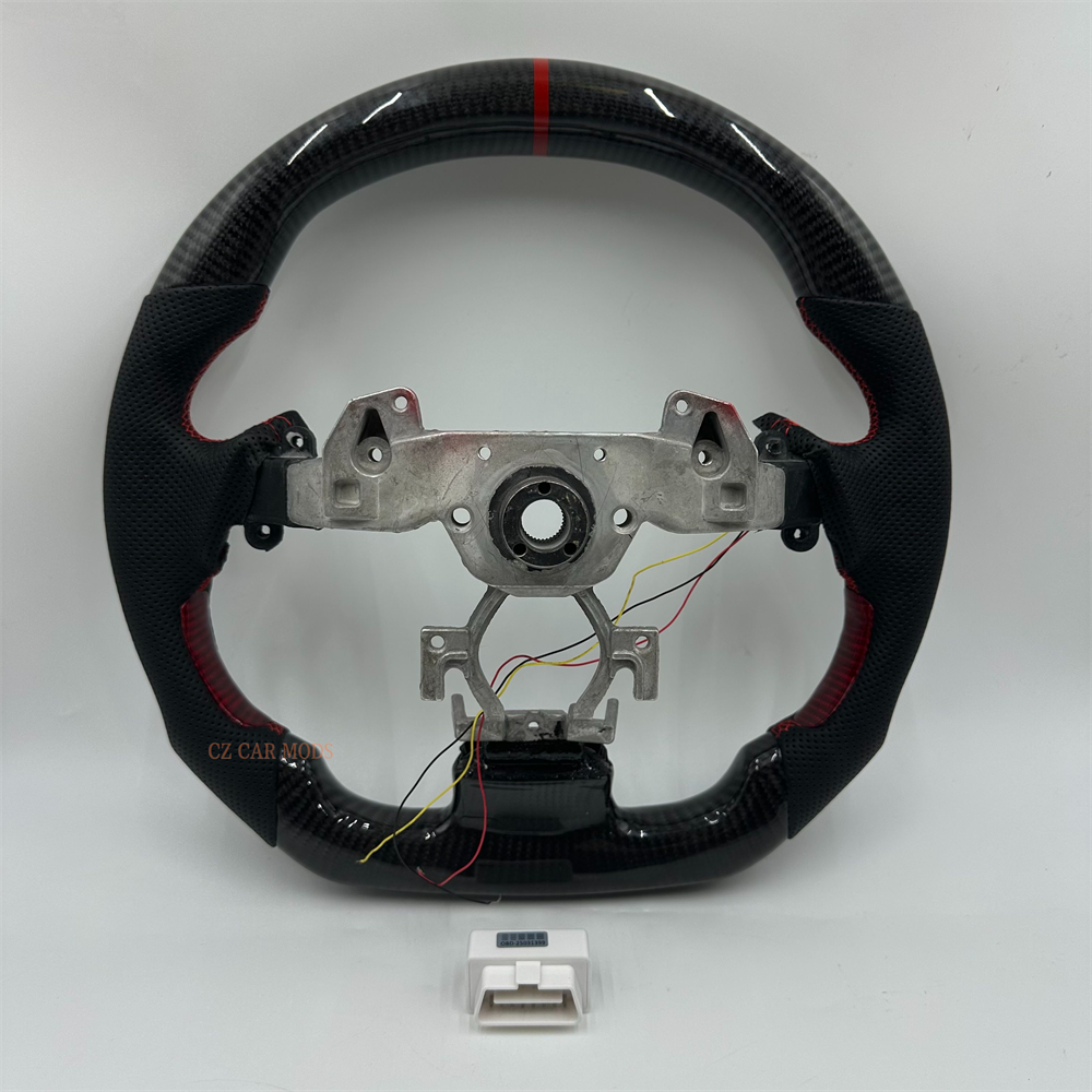 Customized black Red Carbon Fiber Perforated Leather Steering Wheel For Infiniti G37 2008 2009 2010 2011 2012 2013