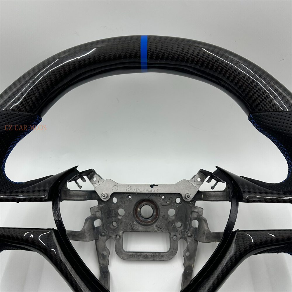 Customized black Carbon Fiber Perforated blue Strip Steering Wheel For Honda Civic 2006 2007 2008 2009 2010 2011