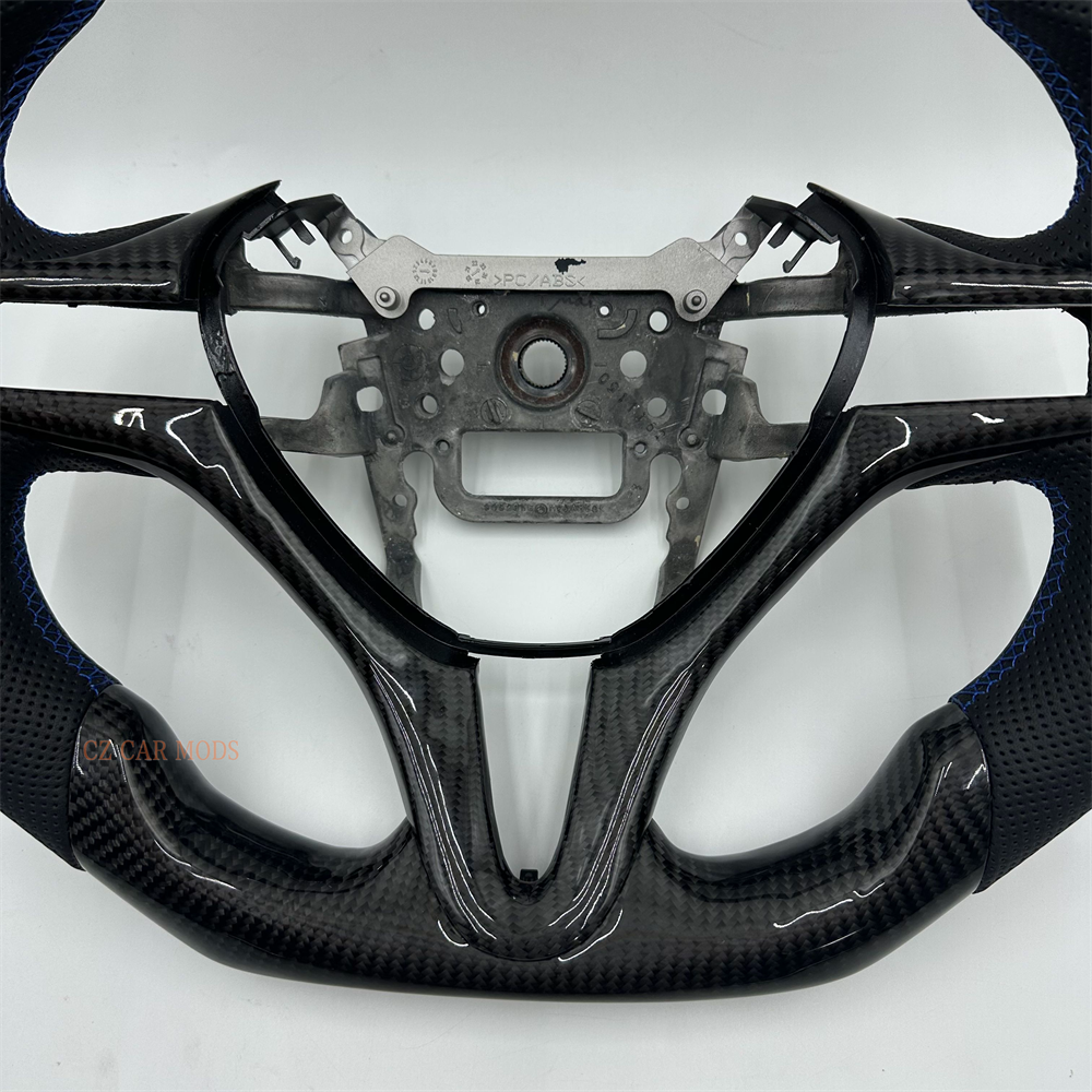Customized black Carbon Fiber Perforated blue Strip Steering Wheel For Honda Civic 2006 2007 2008 2009 2010 2011