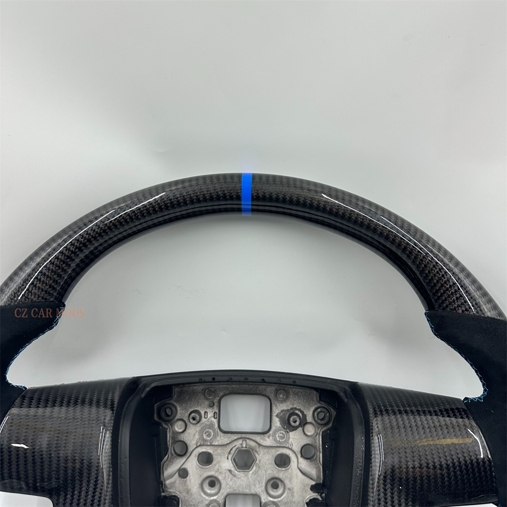Customized black Carbon Fiber Alcantara blue Strip Stitch Steering Wheel For 2010 Ford 150