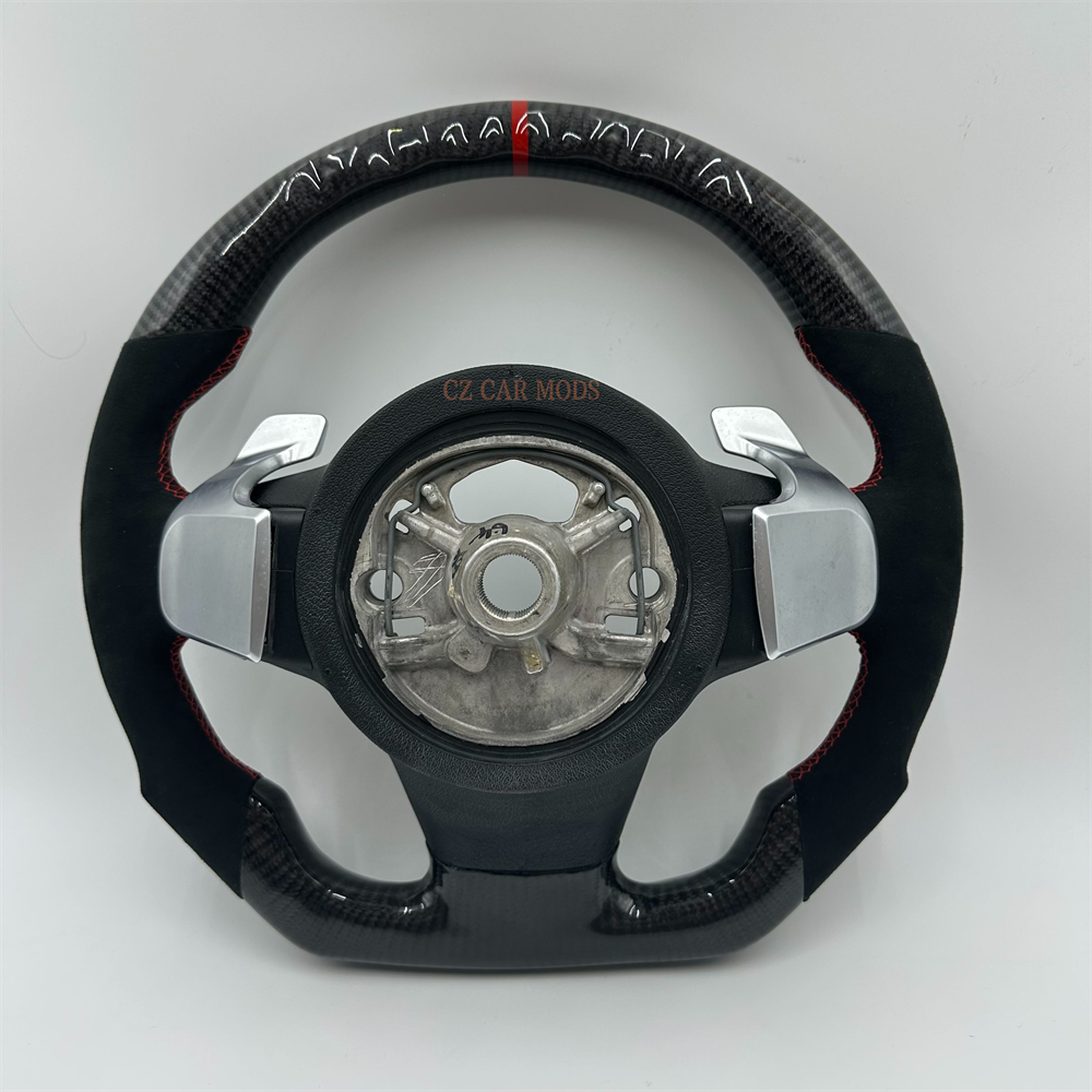 Customized black Carbon Fiber Smooth Leather red stitch Steering Wheel Fit For 2010 BMW