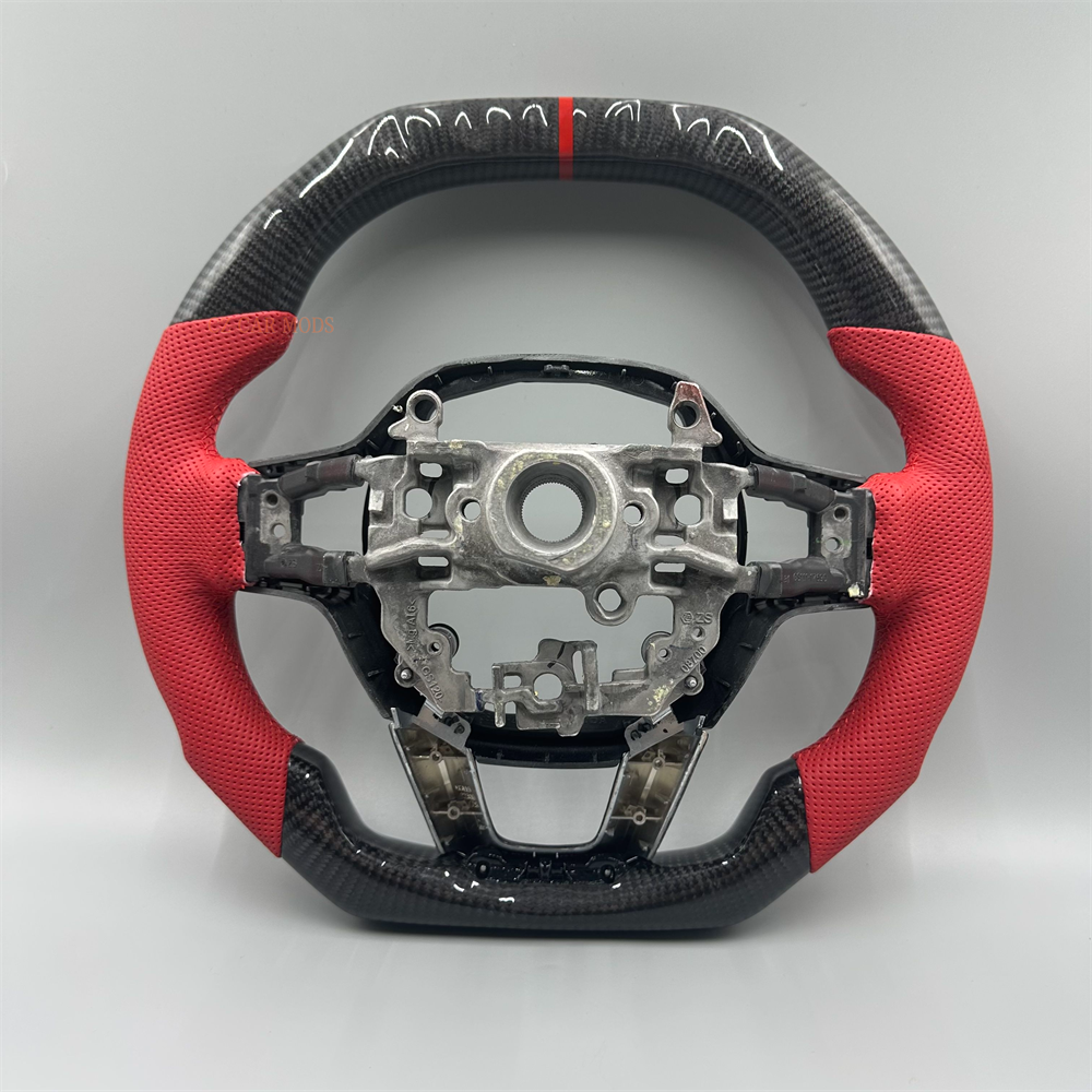 Customized black Carbon Fiber red Perforated Leather Steering Wheel Fit For 2022 2023 2024 2025 Honda Civic TYPER