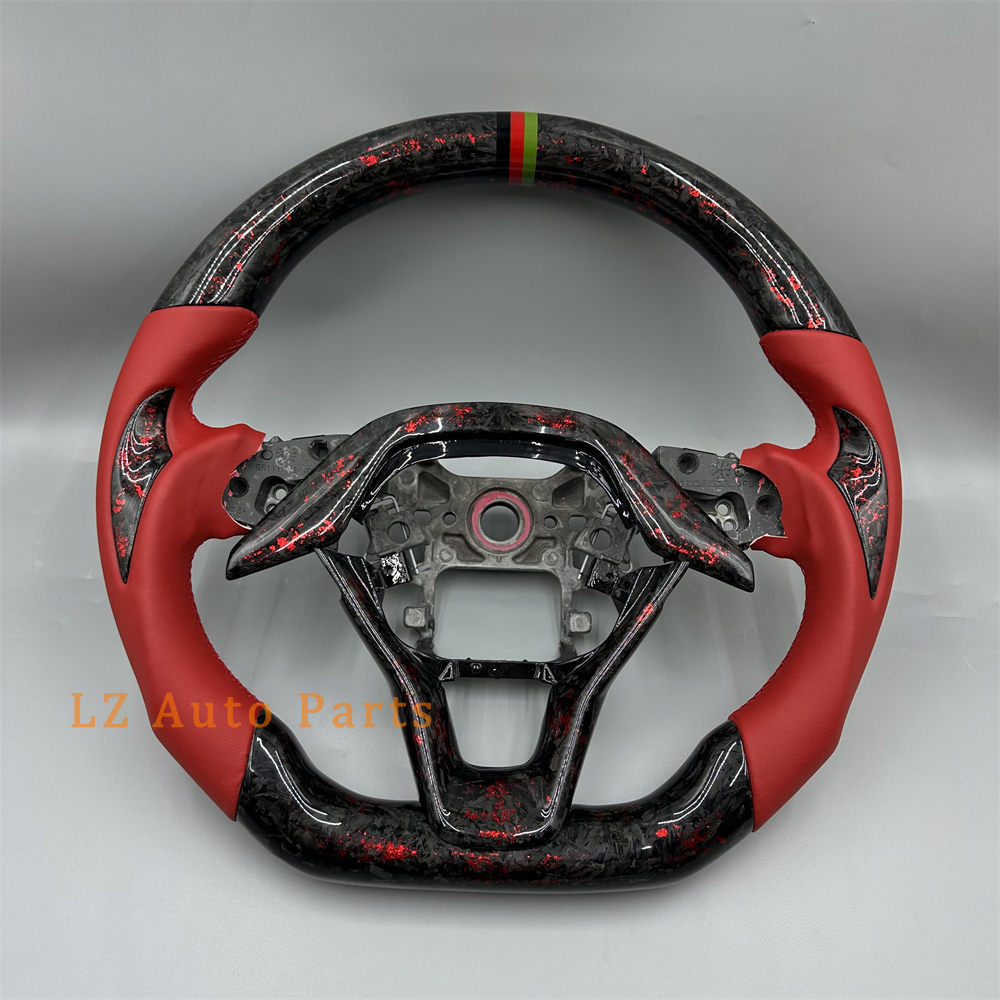Customized Black forged carbon fiber red Perforated leather steering wheel for 2018 2019 2020 2021 2022 2023 Honda Accord