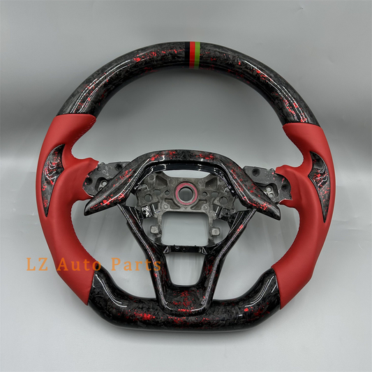 Customized Black forged carbon fiber red Perforated leather steering wheel for 2018 2019 2020 2021 2022 2023 Honda Accord
