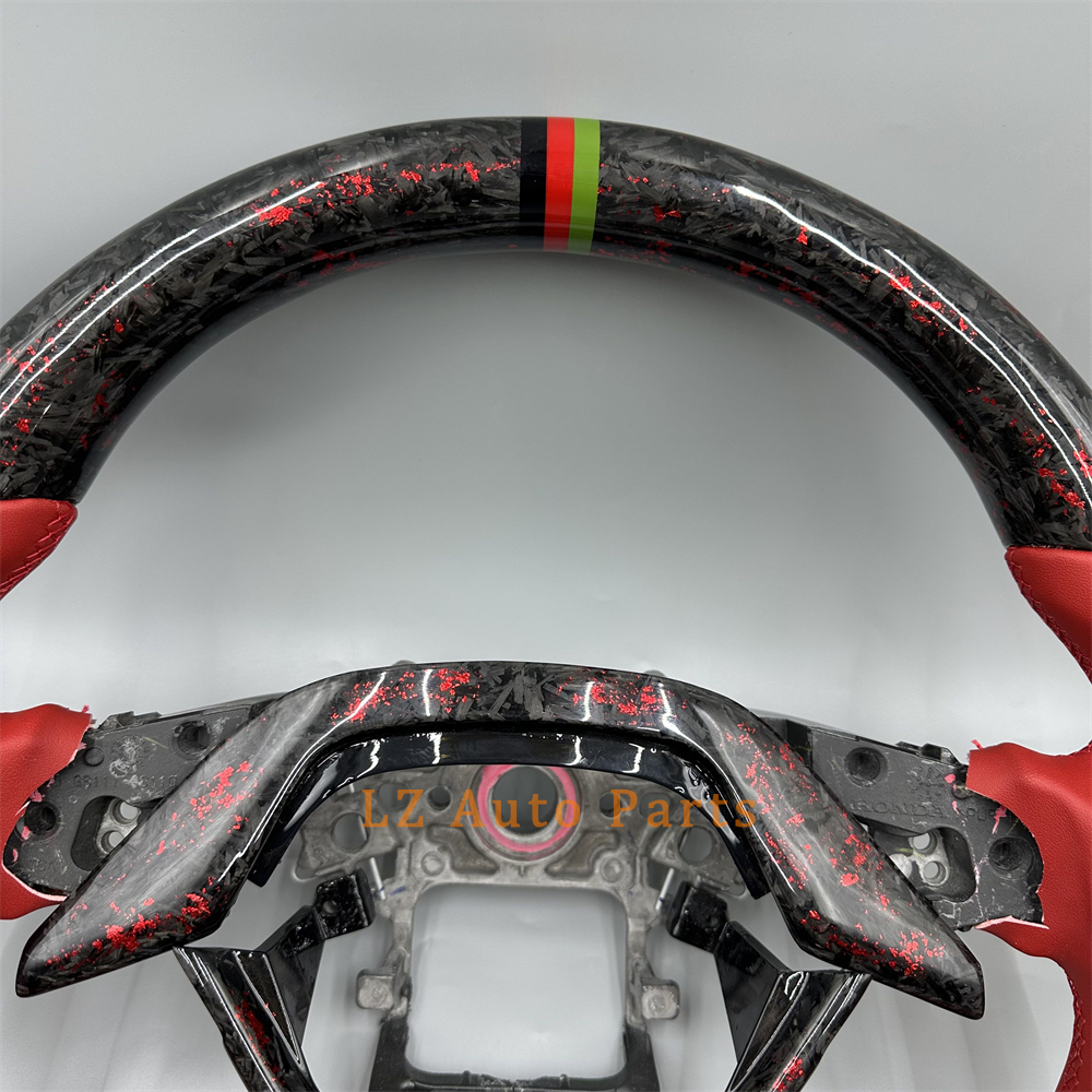 Customized Black forged carbon fiber red Perforated leather steering wheel for 2018 2019 2020 2021 2022 2023 Honda Accord
