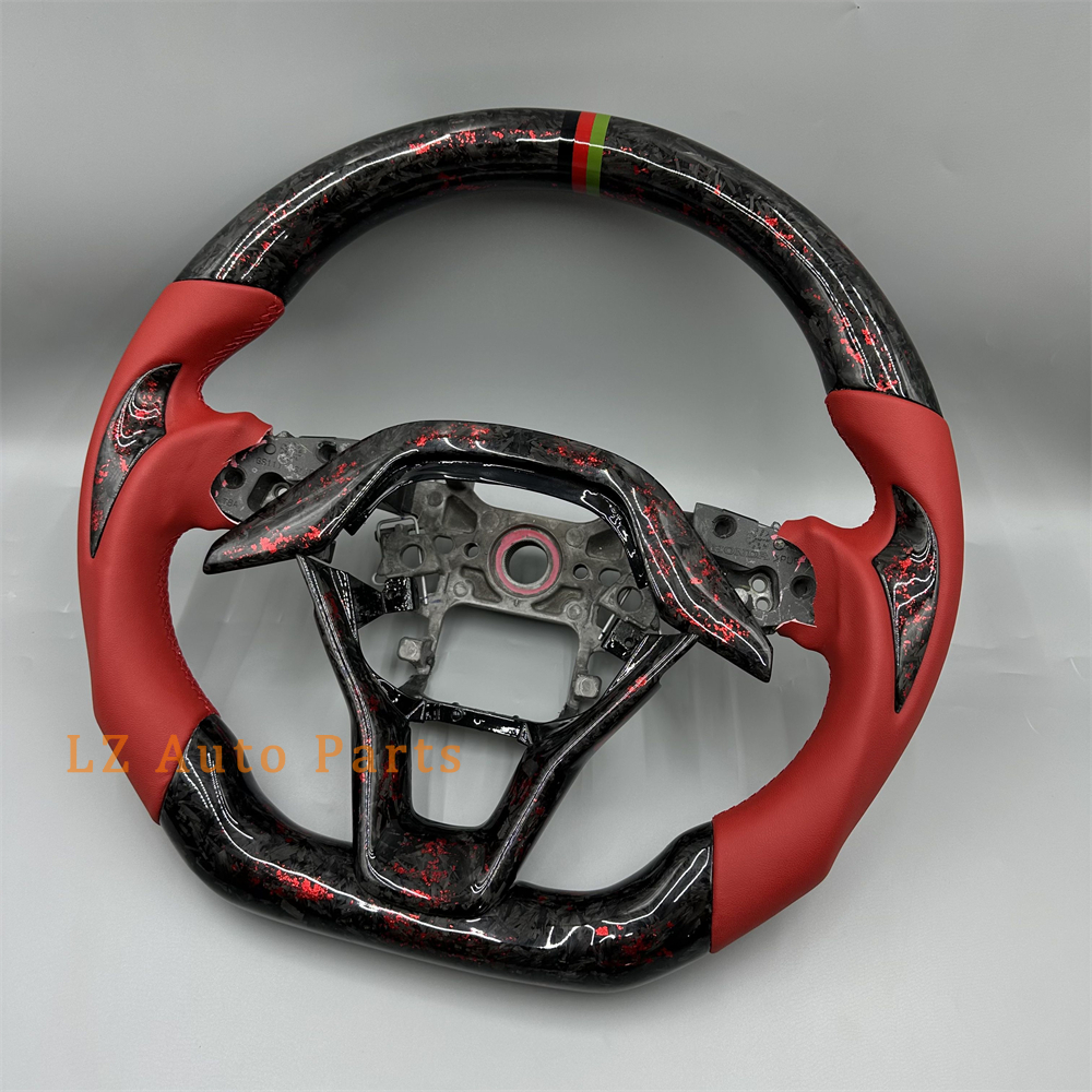 Customized Black forged carbon fiber red Perforated leather steering wheel for 2018 2019 2020 2021 2022 2023 Honda Accord