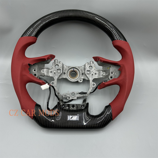 Customized Black forged carbon fiber red Perforated leather steering wheel for 2019 Lexus ES350 with heating